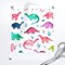 Little Multi Color Dinos White Tiny Dinosaurs Watercolor Custom Printed Fabric by Spoonflower Various Fabrics by the Yard or Fat Quarter
